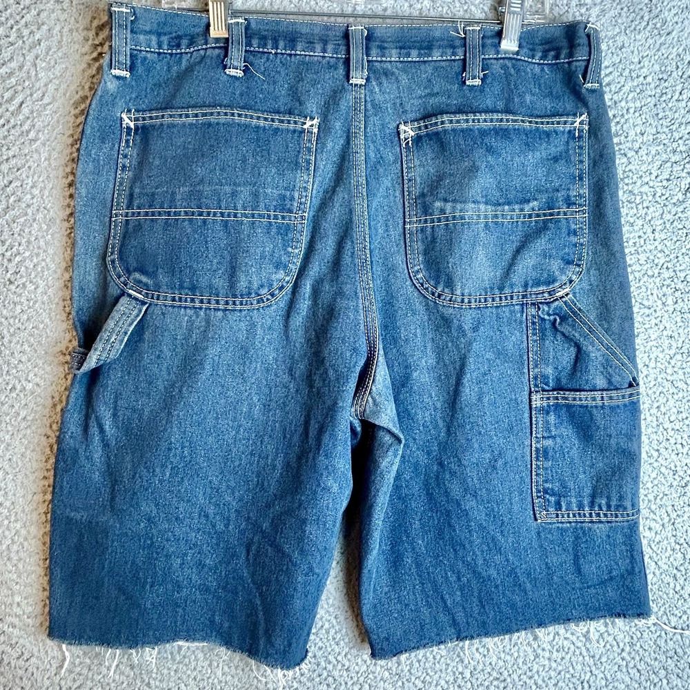 Sears Roebucks Blue Denim Carpenter Cut Off Shorts Size 34 Cholo Skate Workwear